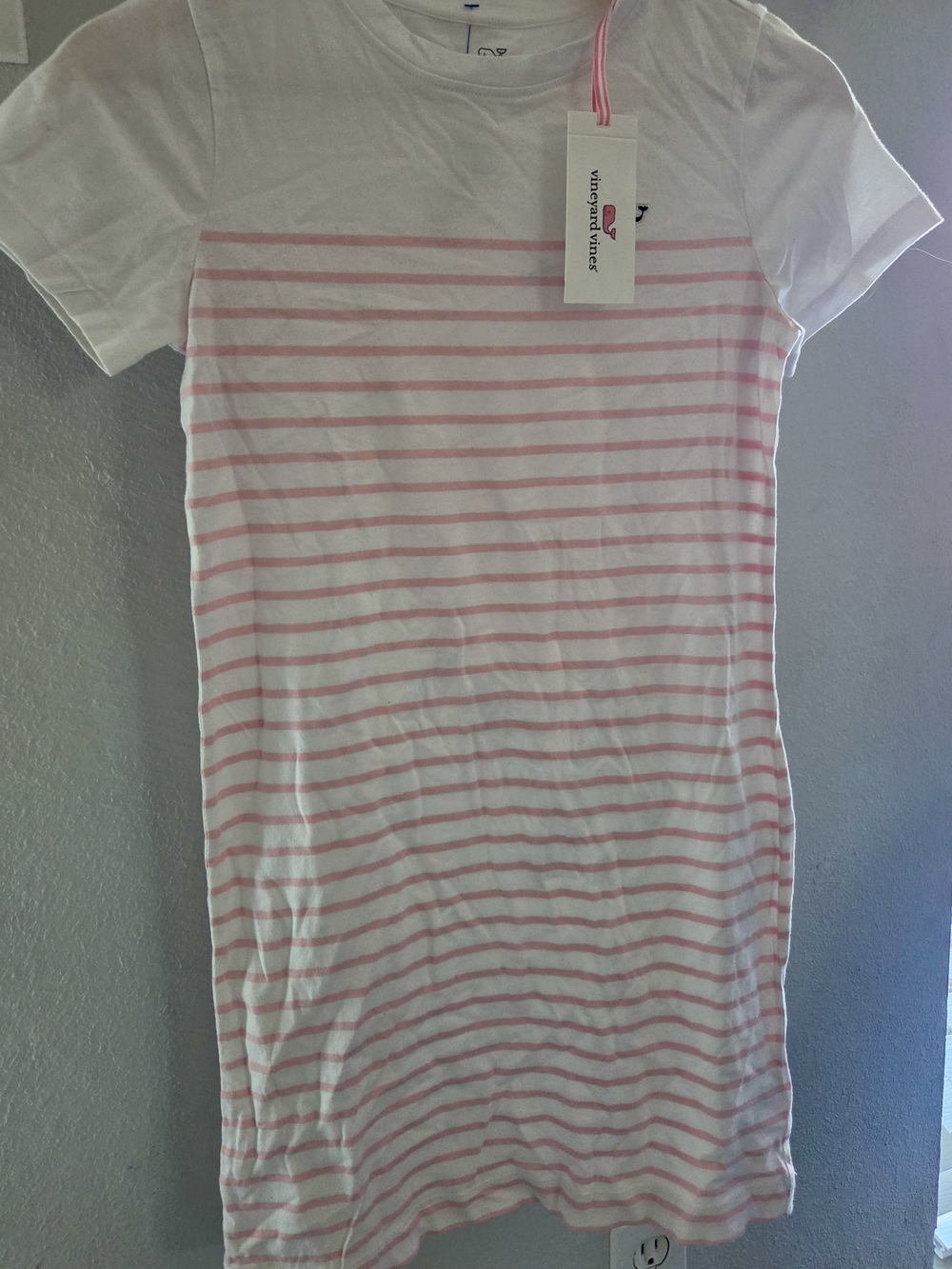 NWT Vineyard Vines Pink White Striped Knit T-Shirt Dress Women's Small